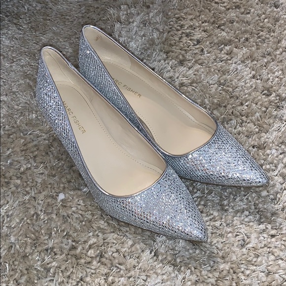 marc fisher silver heels